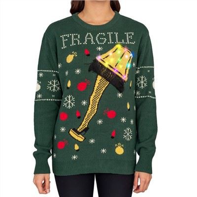 Sweater O-leher Wanita Krismas LED